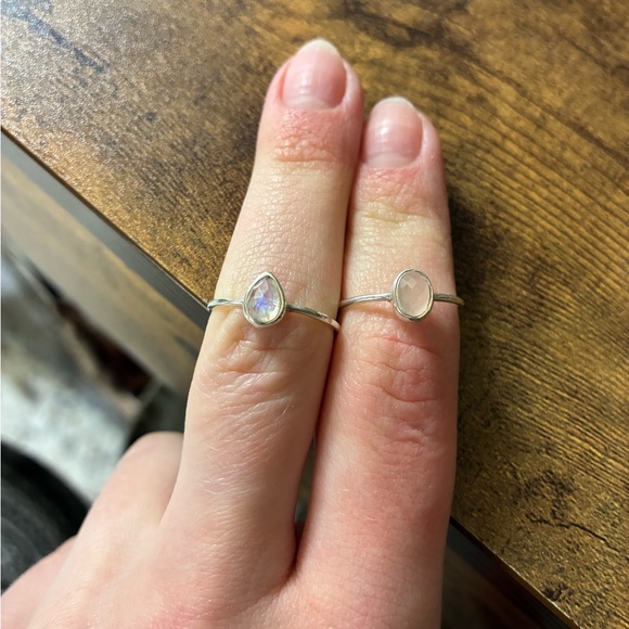 Pura Vida Moonstone and Rose Quartz Sterling Silver Rings - Picture 1 of 5